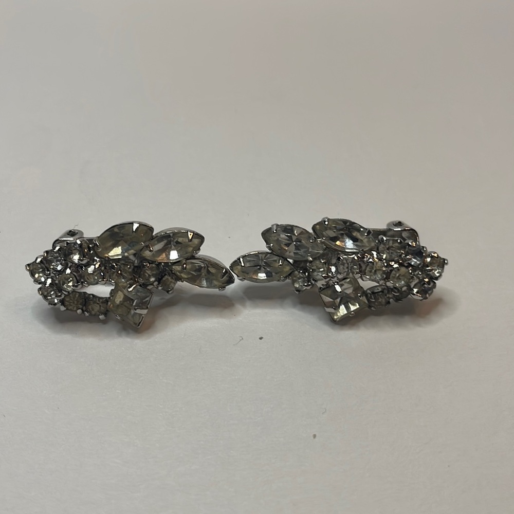 Vintage silver-tone rhinestone earrings